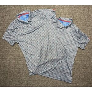 Sonic Polo Shirt Men Large Set of 2 Blue Performance Allover Print Live Free Eat